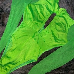 One piece long sleeve green